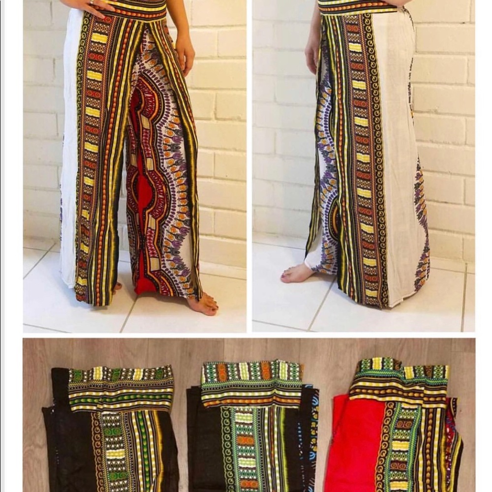 Black orange Dashiki pants